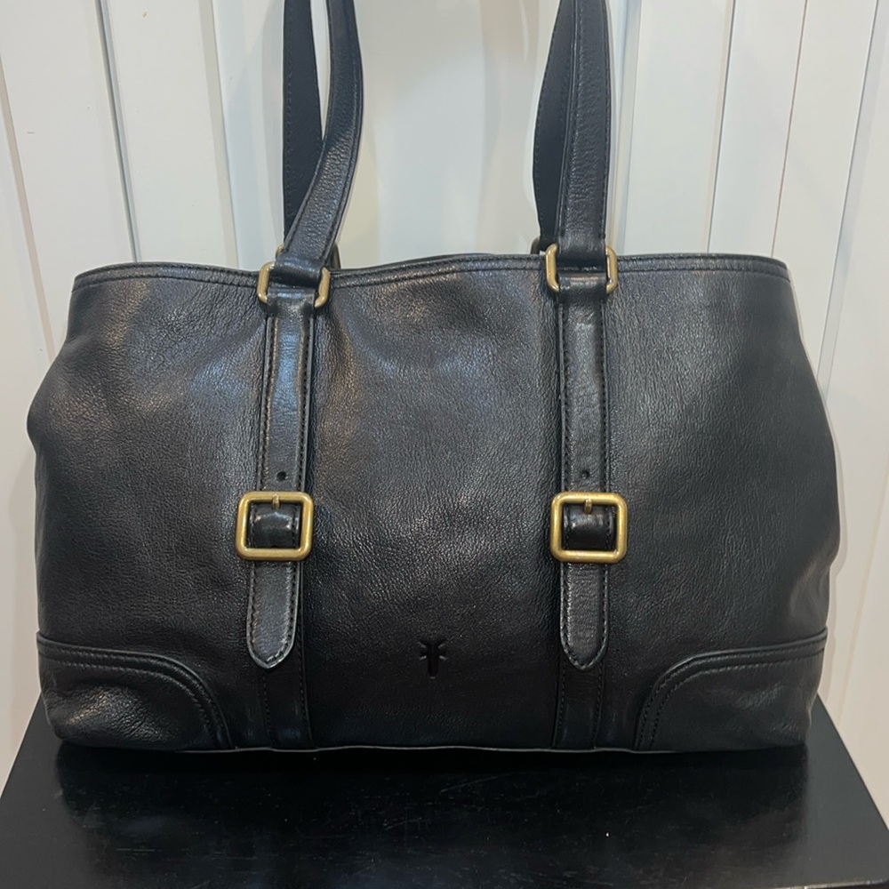 EUC Frye Melissa Satchel | Black Leather tote travel book bag laptop
